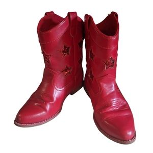 Gymboree Patriotic Red Glitter Star Cowgirl Boots Size 1